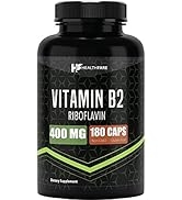 Vitamin B2 400mg | 180 Capsules | Riboflavin | Gluten Free & Non-GMO | HealthFare