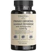 VINATURA Ashwagandha Korean Ginseng Zembrin 1250mg *Brain Health, Stress Relief Support* Sc...