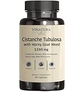 VINATURA Cistanche with Horny Goat Weed 1250mg, 60% Icariin Premium Extract for Energy, Strength,...