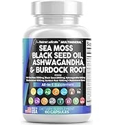 Sea Moss 3000mg Black Seed Oil 2000mg Ashwagandha 1000mg Turmeric 1000mg Bladderwrack 1000mg Burd...