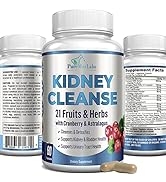 YUMMYVITE Herbal Kidney Cleanse with Cranberry Extract, Astralagus - 21 Fruits & Herbs - Detox & ...