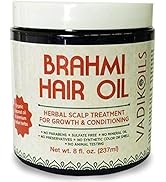 Brahmi Hair Oil (8 oz) by Vadik Herbs | All Natural Herbal Hair Oil for Hair Growth, Hair Conditi...