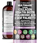 Liquid Collagen 4000mg Biotin 10000mcg Keratin 100mg Saw Palmetto Hyaluronic Acid 100mg - Hair Sk...