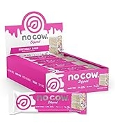 No Cow Dipped High Protein Bars, Birthday Cake, 20g Plant Based Vegan Protein, Keto Friendly, Low...