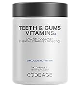 Codeage Teeth & Gums Vitamins + Oral Probiotics Supplement for Mouth - Whole Food Calcium, Collag...